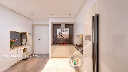 Kính màu ốp bếp - màu nâu tại Diamon Tower